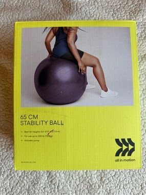 All in Motion 65cm Stability Ball Exercise Ball w/Pump Yoga Pilates Core Fitness